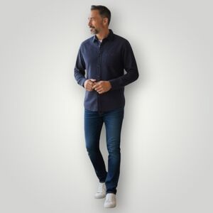 Porter+Ash Skirt Mens XL Navy Cashmere Blend Button‎ Down Flannel Style New